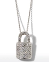 Roberto Coin Diamond Lock Tiny Treasure Necklace In Wg