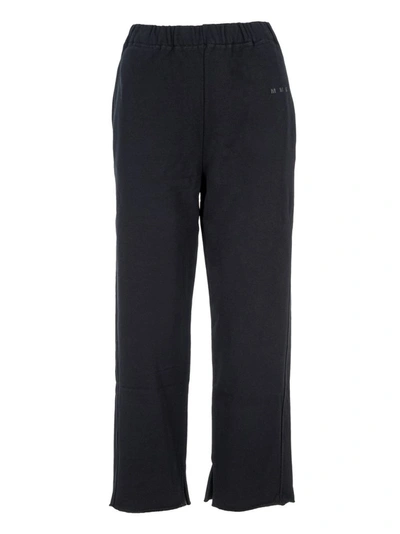 Mm6 Maison Margiela Cropped French Cotton-terry Wide-leg Trousers In Black