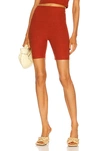 Beyond Yoga Spacedye High Waisted Biker Short In Orange Jasper Heather