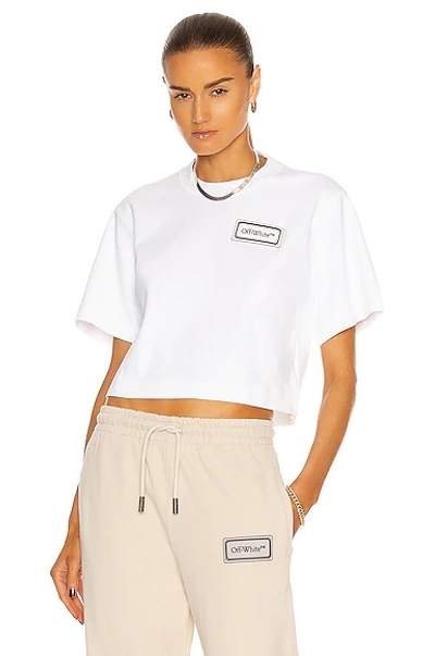 Off-white Logo Patch Cropped T-shirt In White