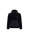 Prada Men's Lurex Logo Polo Sweater In Black
