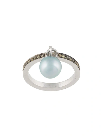 Dalila Barkache 18kt White Gold Icy Blue Akoya Pearl Gemstone Ring In Silber