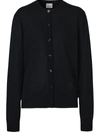 Burberry Logo Cashmere Knitted Cardigan In Black