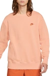 Nike Sportswear Oversize Crewneck Sweatshirt In Apricot Agate/ Light Sienna