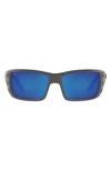 Costa Del Mar 63mm Oversize Polarized Rectangular Sunglasses In Crystal Grey