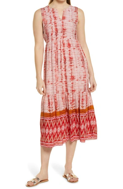 Beachlunchlounge Ireana Tiered Ruffle Midi Dress In Aster Aura