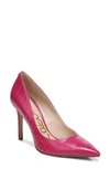 Sam Edelman Hazel Pointed Toe Pump In Dark Pink Peony Leather