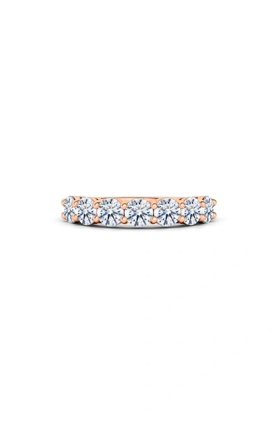 Hautecarat Half Round Cut Lab-created Diamond 14k Gold Eternity Band Ring In Rose Gold