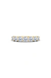 Hautecarat Half Round Cut Lab-created Diamond 14k Gold Eternity Band Ring In Yellow Gold