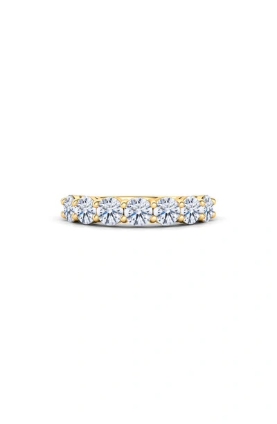 Hautecarat Half Round Cut Lab-created Diamond 14k Gold Eternity Band Ring In Yellow Gold