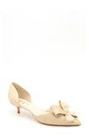 Something Bleu Cliff Bow D'orsay Kitten-heel Pumps In Nude Shantung