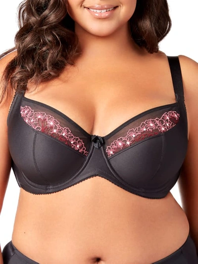 Elila Blossom Side Support Balcony Bra In Black