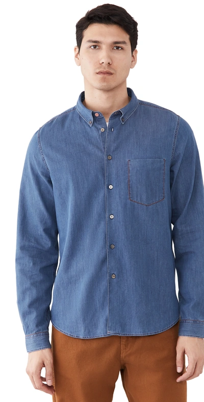Ps By Paul Smith Button Down Denim Shirt In Blue