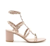 Valentino Studded Leather Block Heel Sandals In Beige
