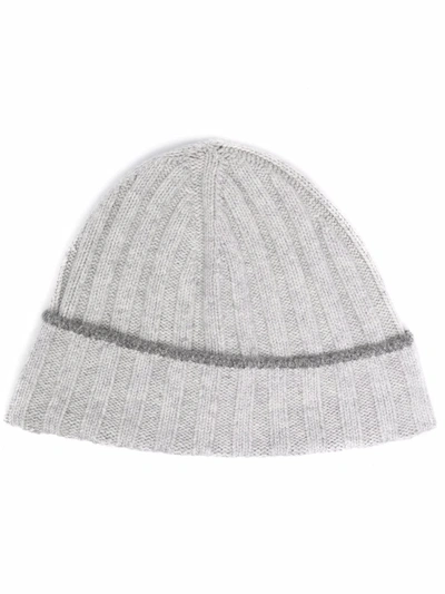 Brunello Cucinelli Ribbed Cashmere Beanie In Grey