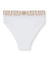 Versace White Greca Border High Waisted Briefs In Biancoo Ottico