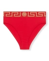 Versace Red Briefs With Medusa Head And Greca Motif In Polyamide Stretch Man In Rosso