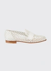 GIANVITO ROSSI PERFORATED LEATHER FLAT LOAFERS,PROD166480125