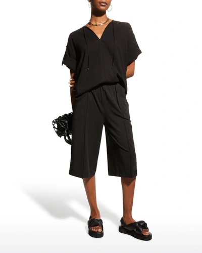 Atm Anthony Thomas Melillo Satin-trimmed Stretch-pima Cotton Jersey Shorts In Black
