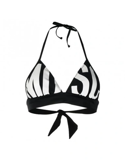 Moschino Triangle Bikini Top With Maxi Logo In Black