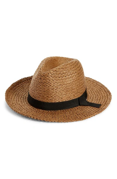Nordstrom Mixed Media Panama Hat In Brown Combo