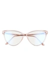 Tom Ford 57mm Blue Light Blocking Glasses In Pink Rose Gold/ Clear