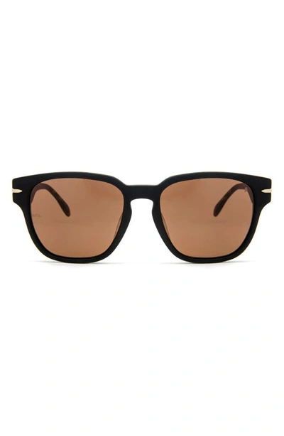 Mita Key West 55mm Square Sunglasses In Shiny Black / Brown