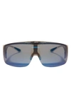Mita Sobe 136mm Shield Sunglasses In Matte White/ Blue Mirror