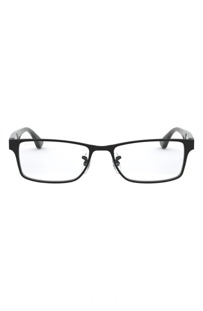 Ray Ban Unisex 55mm Rectangular Optical Glasses In Shiny Black