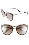 Prada 54mm Gradient Cat Eye Sunglasses In Havana/ Pale Gold Mirror