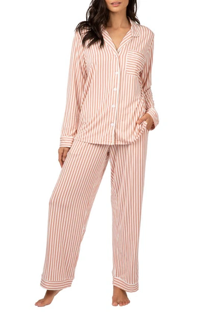 Lively The All Day Lounge Pants In Mini Stripe Shell Pink