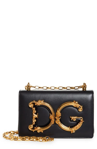 Dolce & Gabbana Logo Leather Crossbody Bag In Black