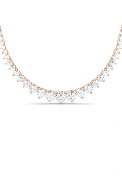 Hautecarat Graduated Lab Created Diamond Necklace In Rose Gold