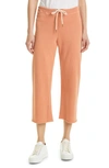 The Great The Wide Leg Cropped Sweatpants In Sun Dried Orange
