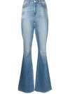 L'agence Stonewashed Flared Jeans In Blue