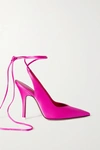 Attico Pink Satin Venus Slingback Heels In Fuchsia