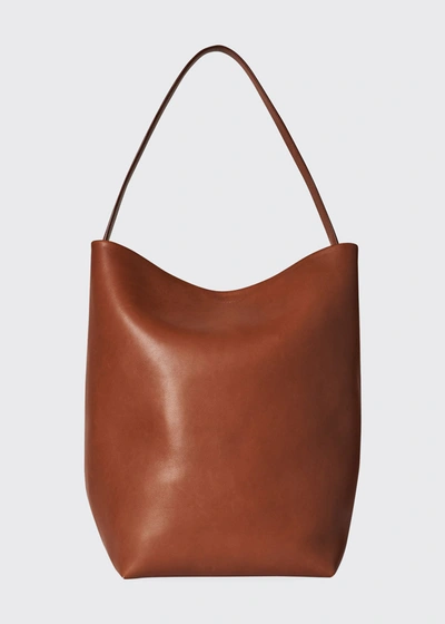 The Row Park North-south Tote Bag In Leather In Dark Cuir