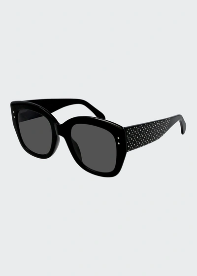 Alaïa Oversized Square Acetate Sunglasses In 002 Black