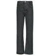 Agolde 90s Pinch Waist Long Rigid High-rise Straight-leg Jeans In Black
