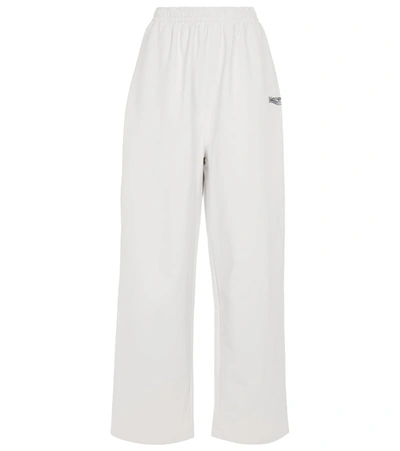 Balenciaga Logo Cotton Jersey Sweatpants In White