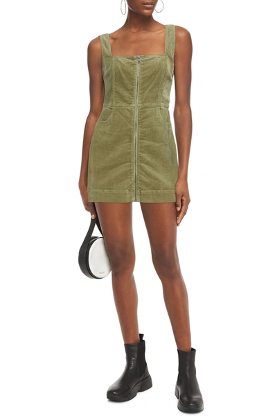 Alice And Olivia Cotton-blend Corduroy Mini Dress In Green
