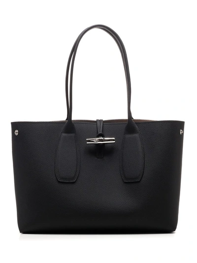 Longchamp Roseau Tote Bag In Black