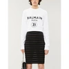 BALMAIN CROPPED LOGO-PRINT COTTON-JERSEY SWEATSHIRT,175-3002033-TF13641I384