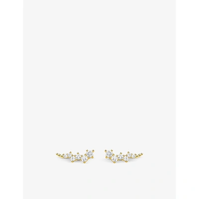 Thomas Sabo Climber 18ct Yellow Gold-plated Sterling-silver And Zirconia Earrings In White