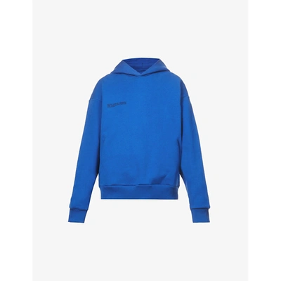 Pangaia 365 Signature Branded Recycled And Organic Cotton-blend Hoody In Cobalt Blue