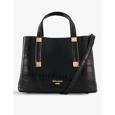 Dune Dinkydorrie Logo-embossed Faux-leather Tote Bag In Black-synthetic Croc