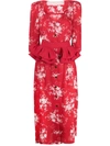 Ulyana Sergeenko Floral-print Ruffled Midi Dress In Rot