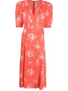 Ulyana Sergeenko Floral-print Midi Dress In Rot