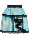 Ulyana Sergeenko Asymmetric Floral-print Skirt In Blau