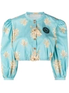 Ulyana Sergeenko Floral-print Button-up Blouse In Blau